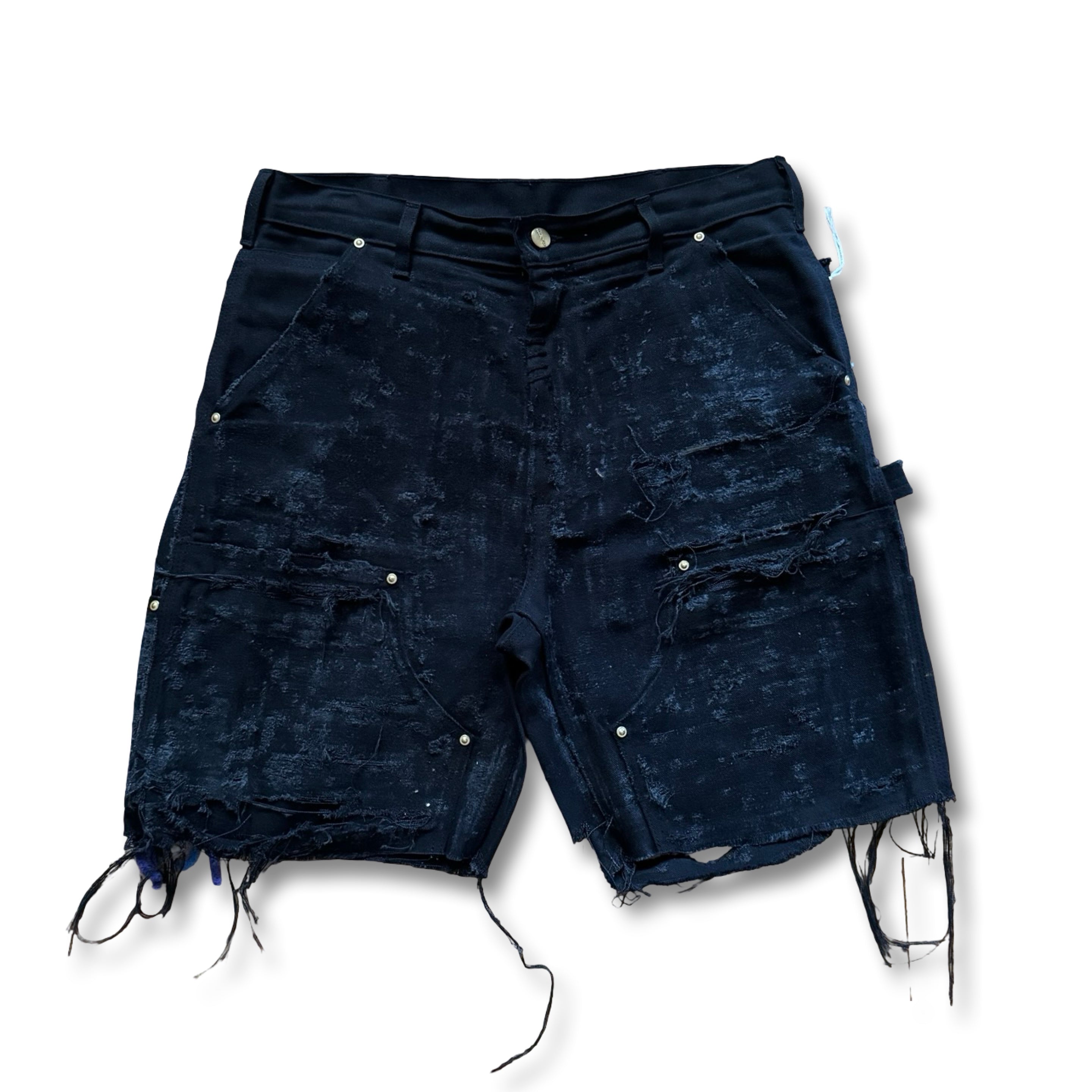 Onyx black distressed tribal “ARTS AND CRAFTS” short.