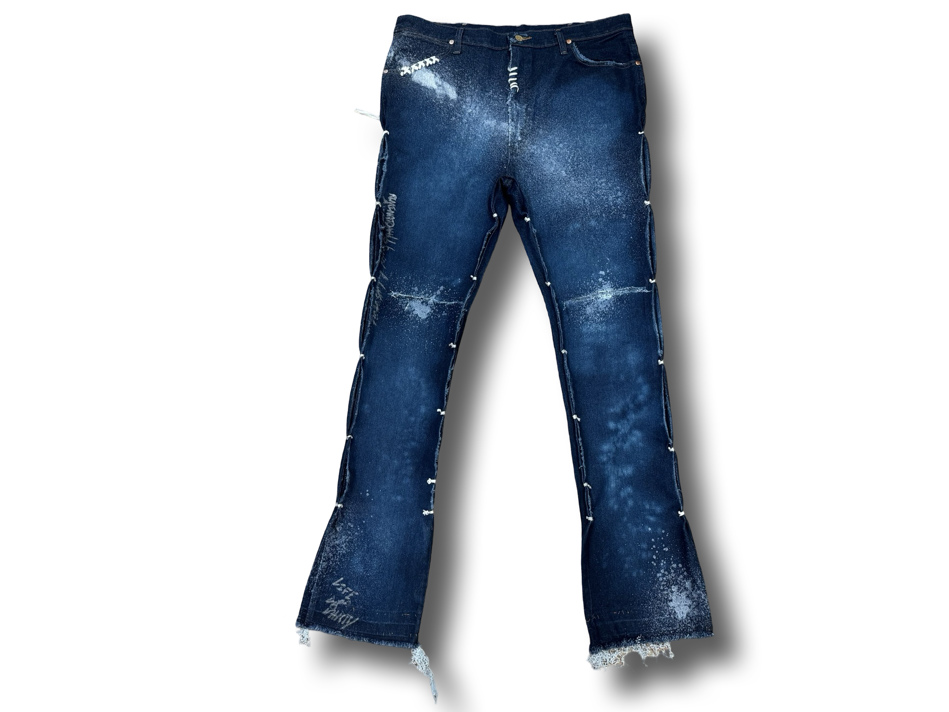 Day And Night Blue R+L Stitched Distressed Mamba Jean