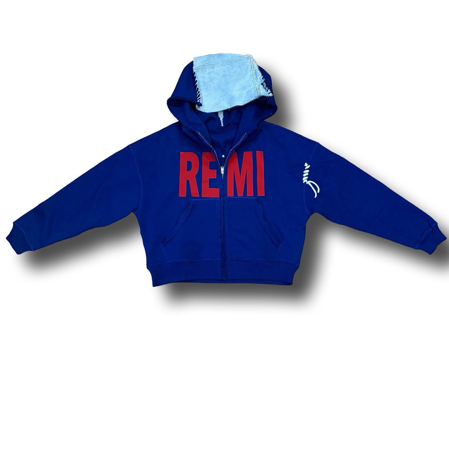 Oversized 'REMI' zippered flare hoodie