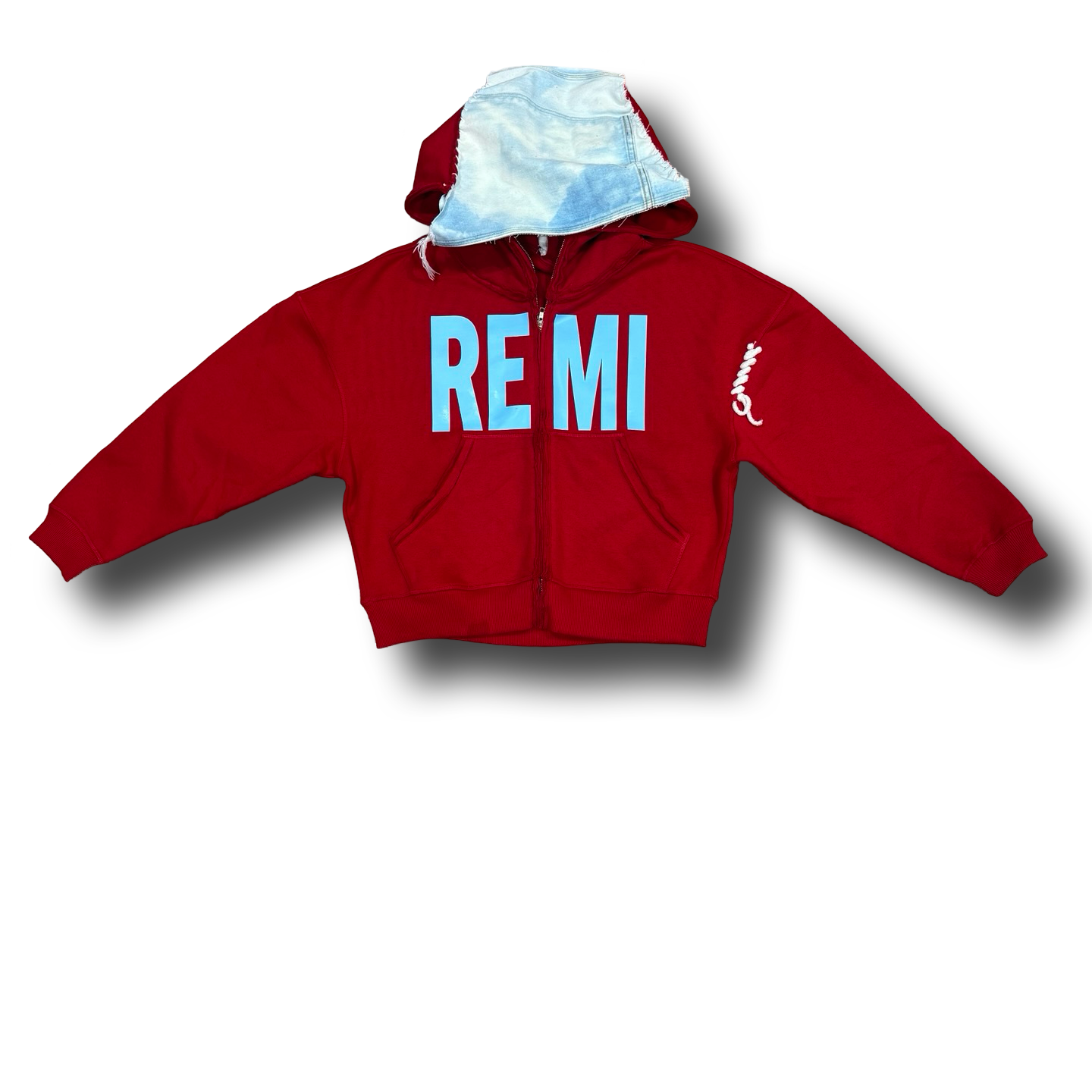 Oversized 'REMI' zippered flare hoodie