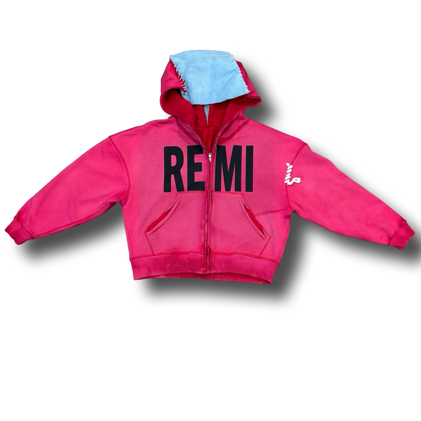 Oversized 'REMI' zippered flare hoodie