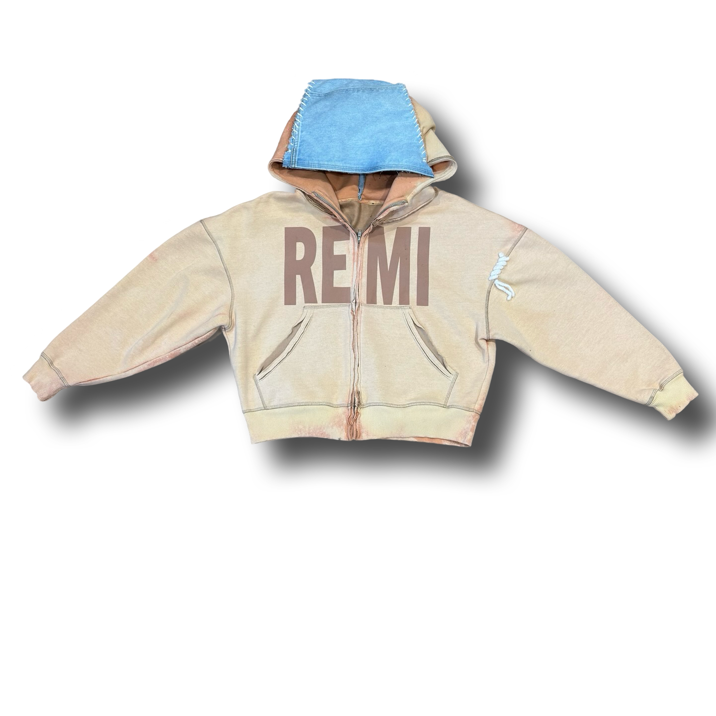 Oversized 'REMI' zippered flare hoodie