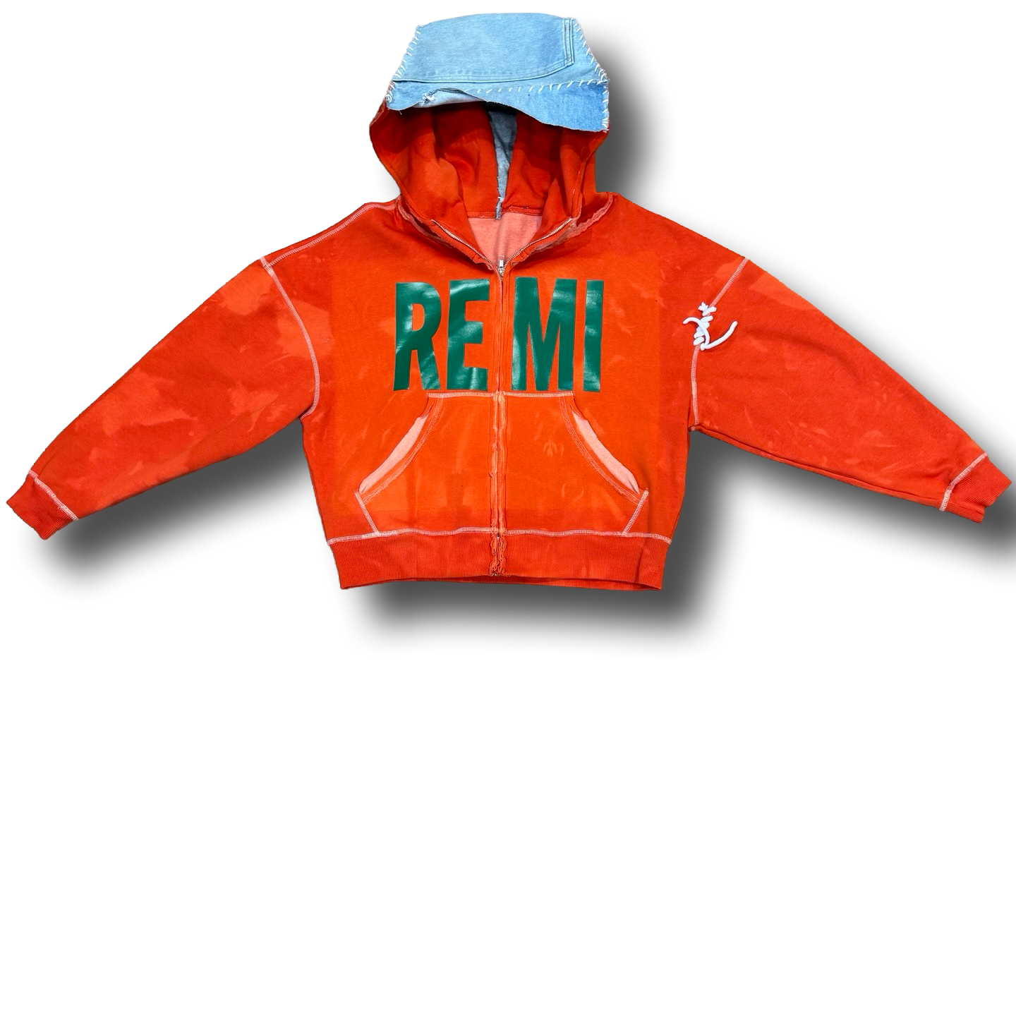Oversized 'REMI' zippered flare hoodie