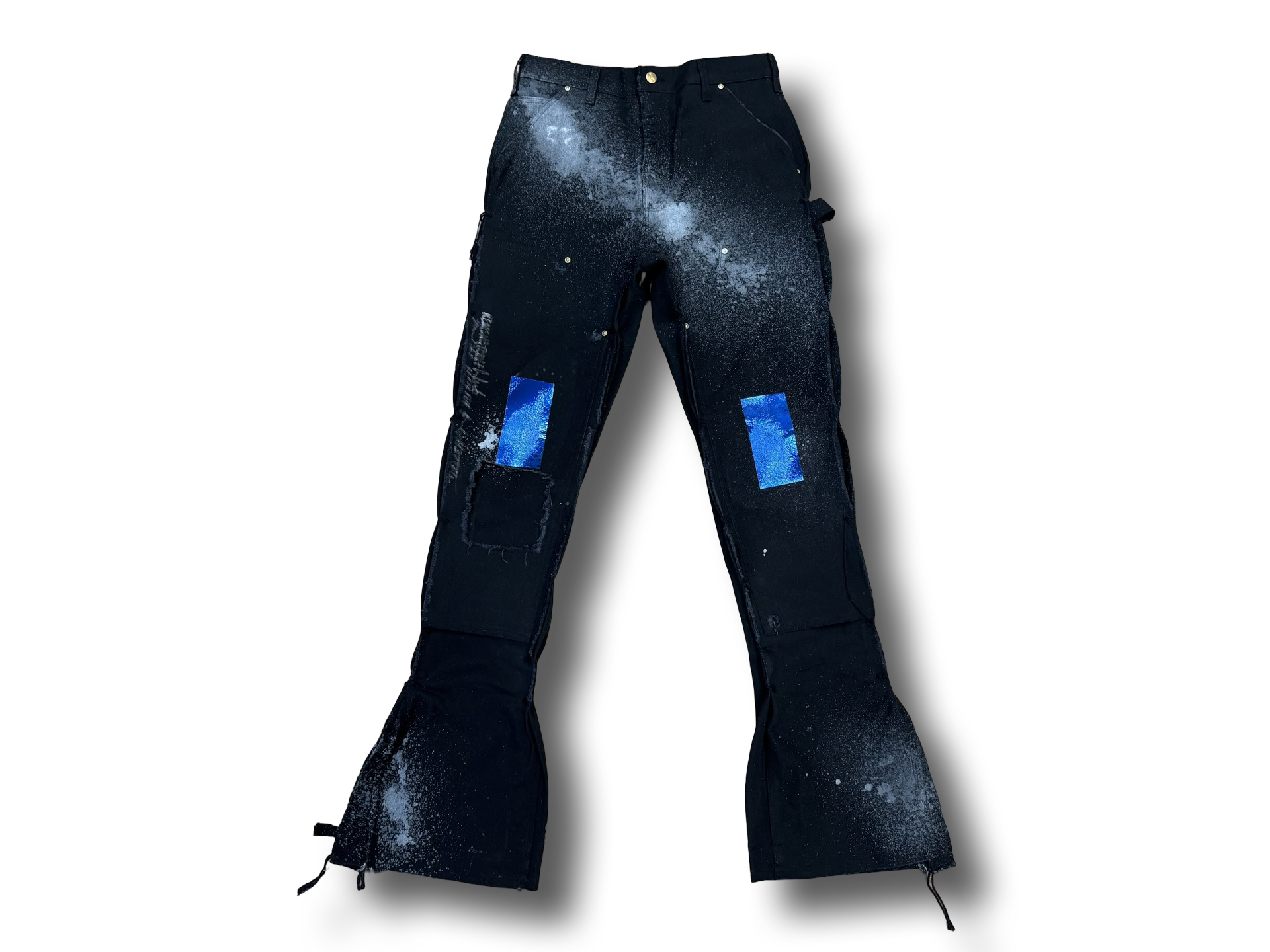 Onyx double knee sapphire moon dust flare pant.