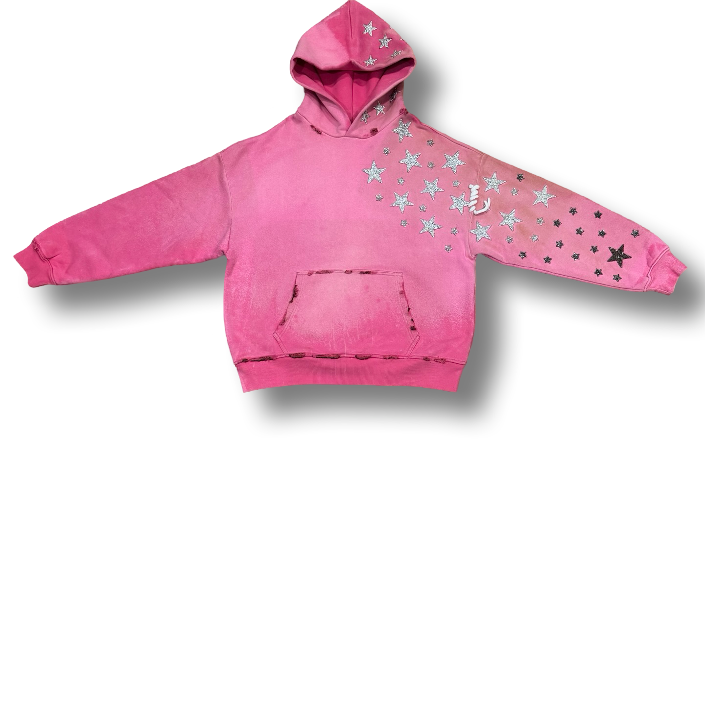 "DIRTY FLAMINGO" Star studded heavyweight"ARTS AND CRAFT" Pullover hoodie