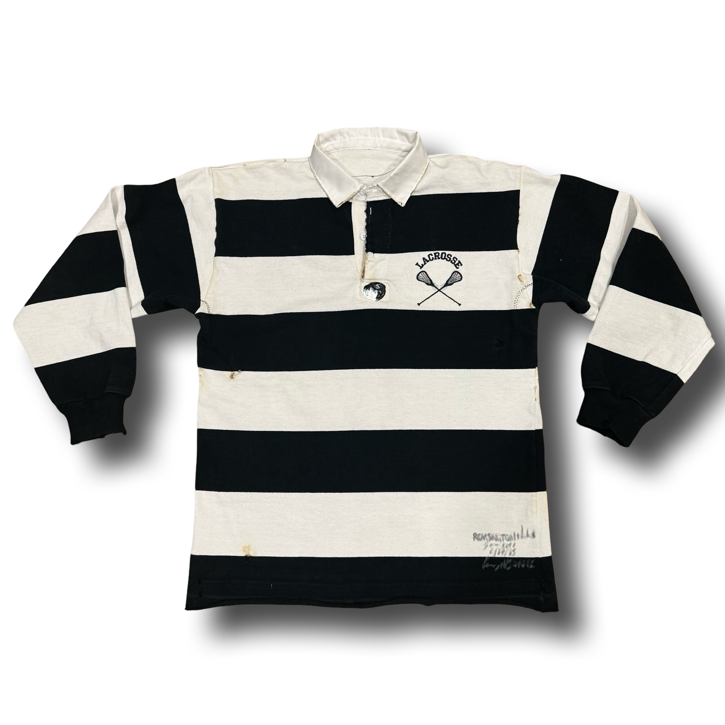 1o1 L/S Onyx Navy "TRASHED LUXURY" striped rugby shirt