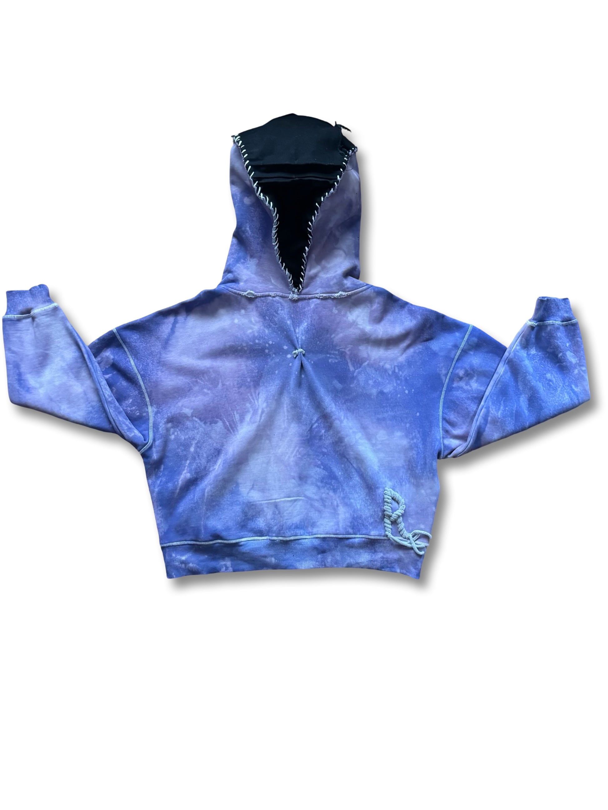 Oversized cropped liquid grape “REMI” flare hoodie.