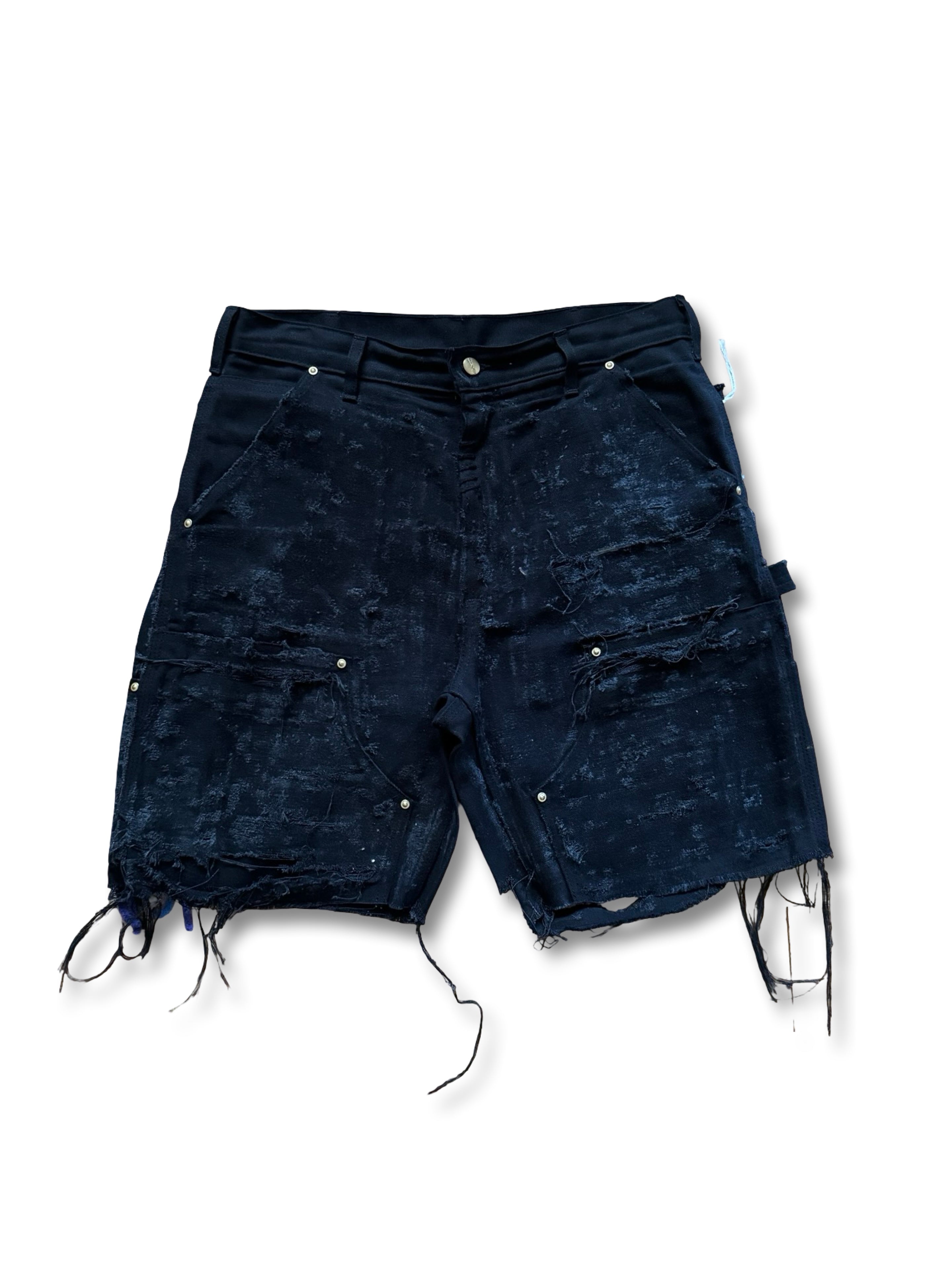 Onyx black distressed tribal “ARTS AND CRAFTS” short.