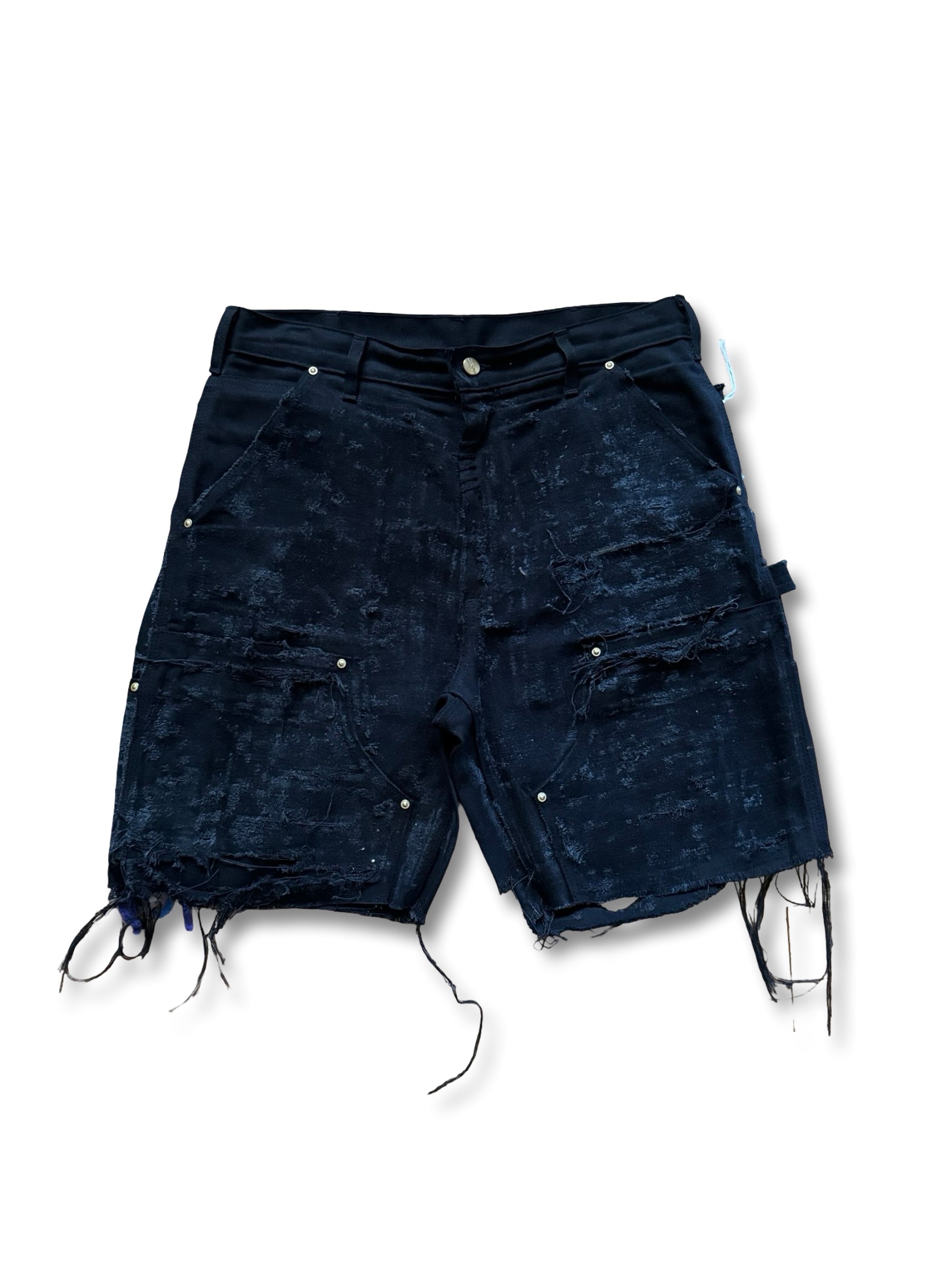 Onyx black distressed tribal “ARTS AND CRAFTS” short.