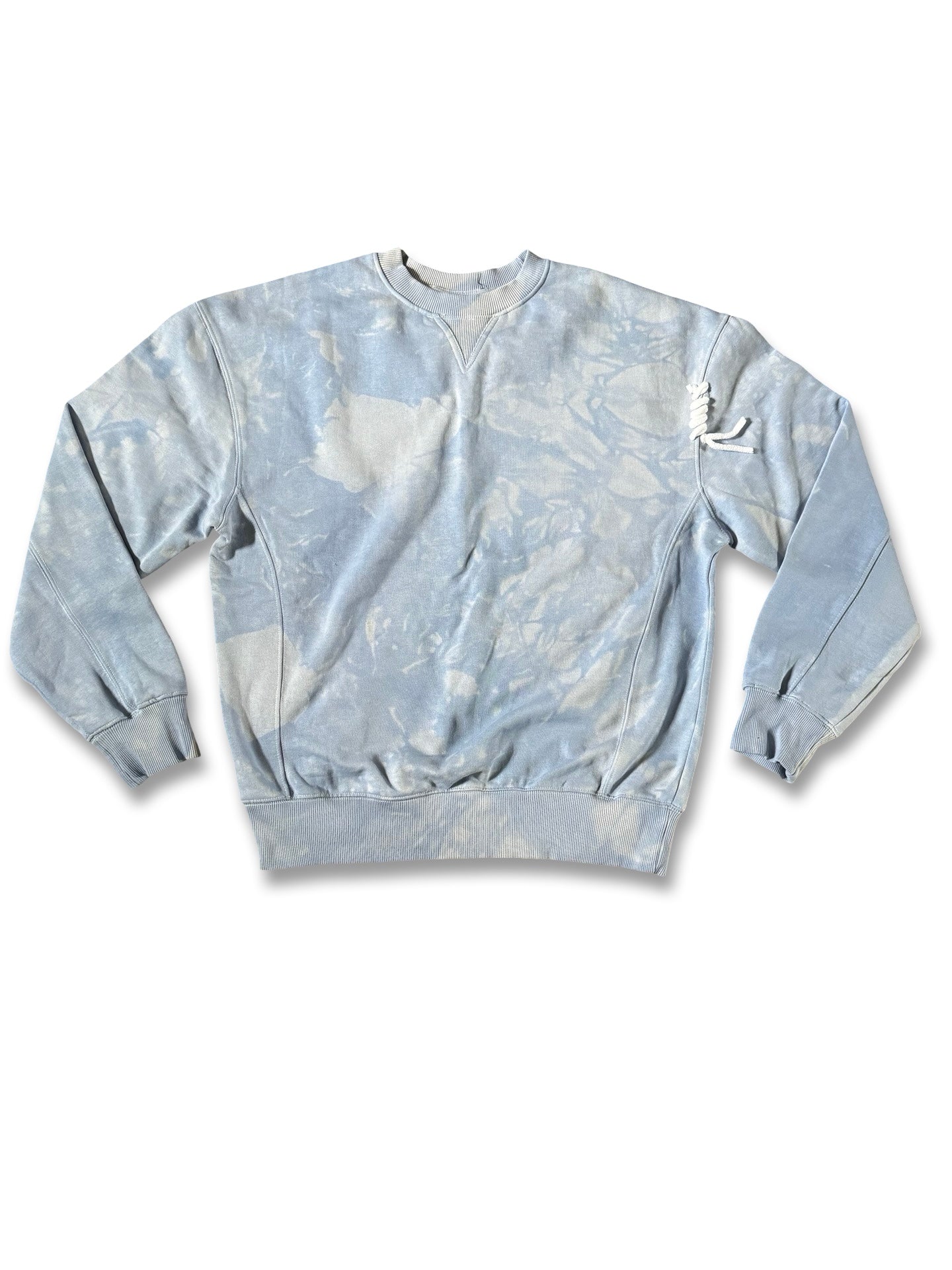 Summer blue hand dyed crew neck sweatshirt .