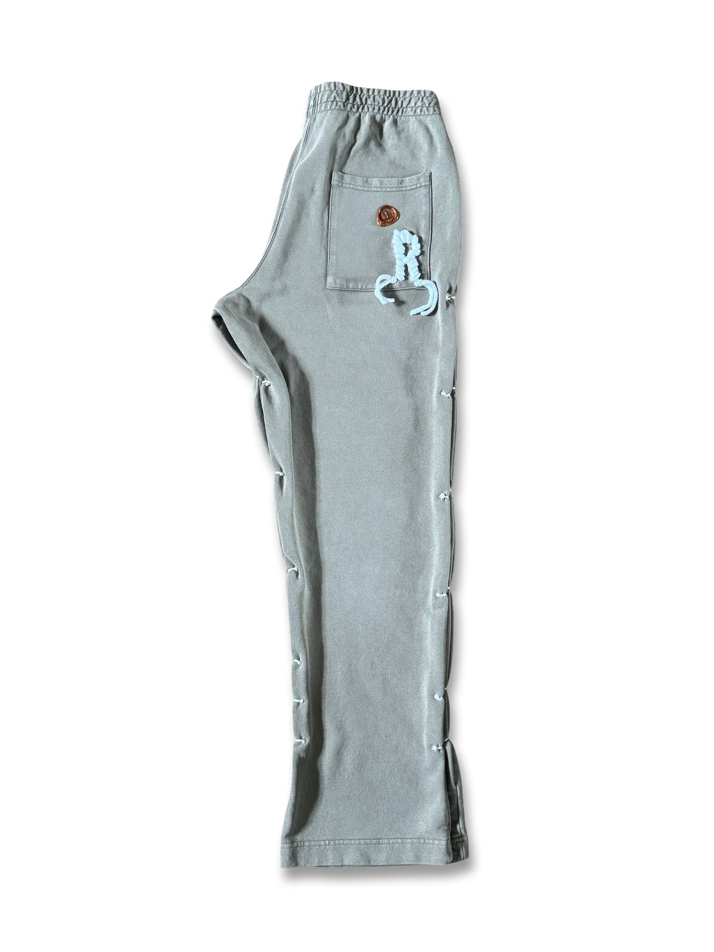 Sandy brown “R” stitched mamba straight leg flare sweatpant
