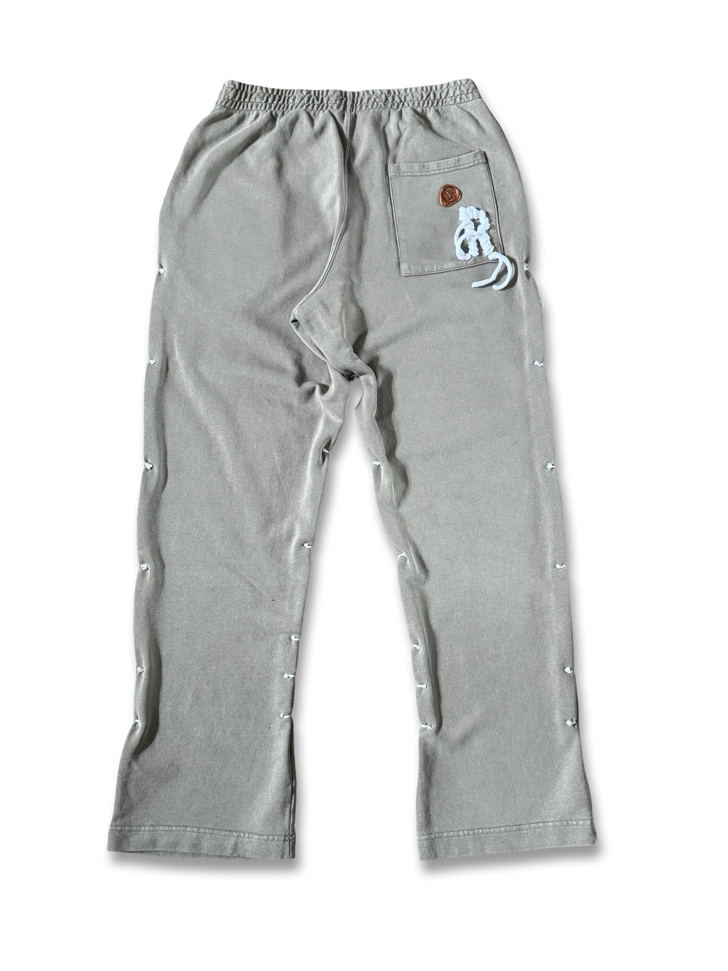 Sandy brown “R” stitched mamba straight leg flare sweatpant