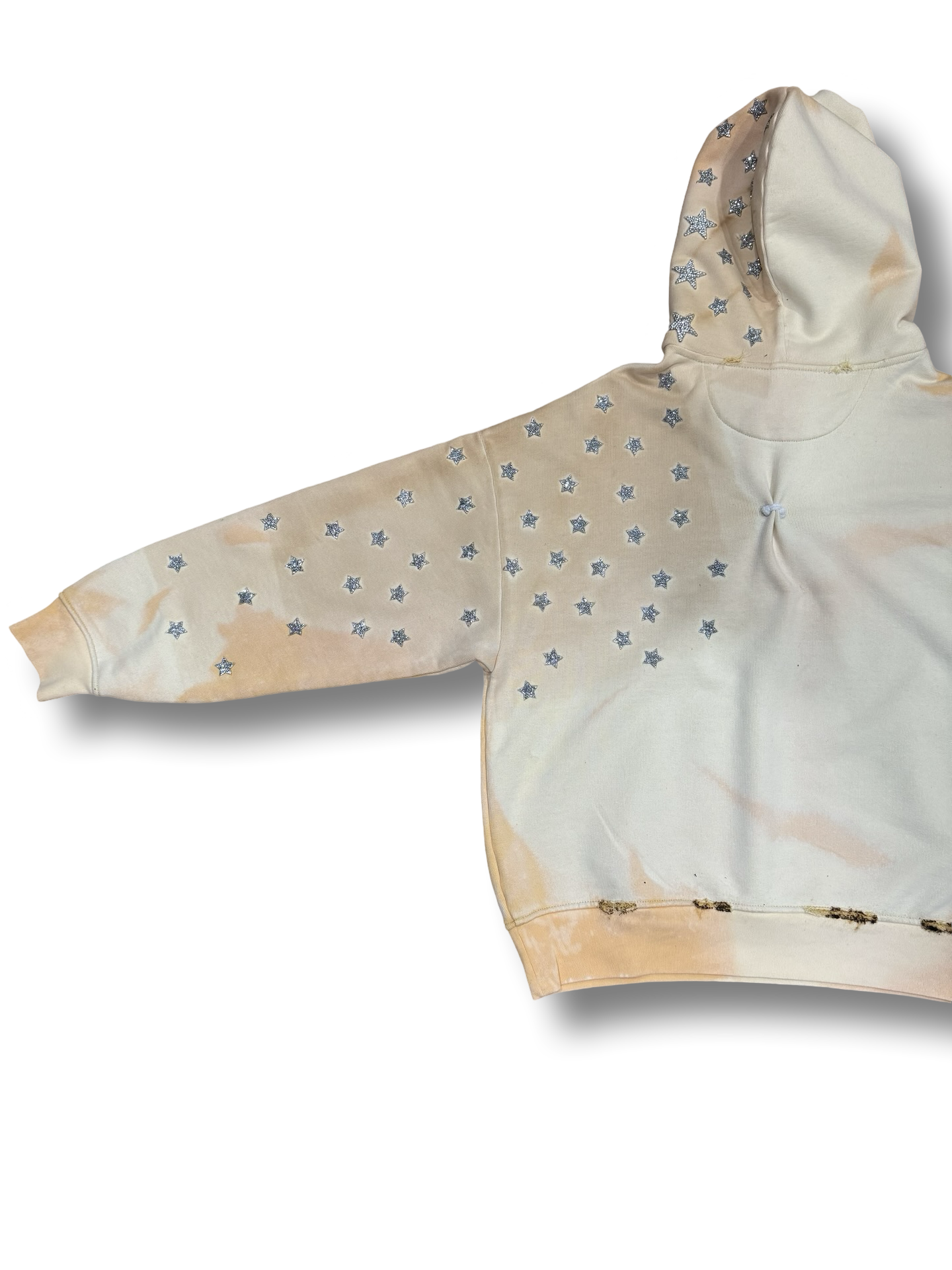 "YELLOW TAN" dirty star studded "ARTS AND CRAFTS" heavyweight pullover hoodie.