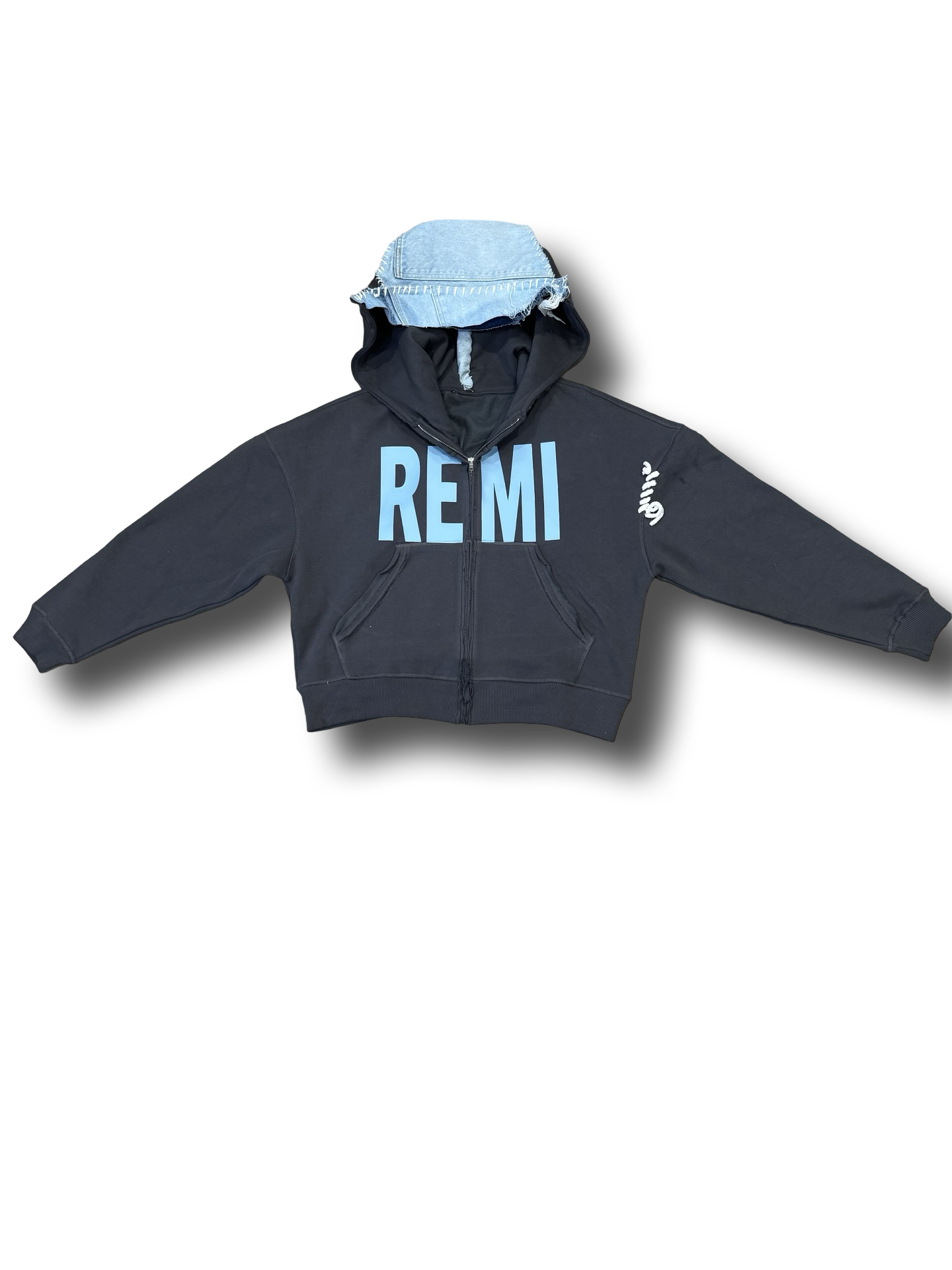 Oversized 'REMI' zippered flare hoodie