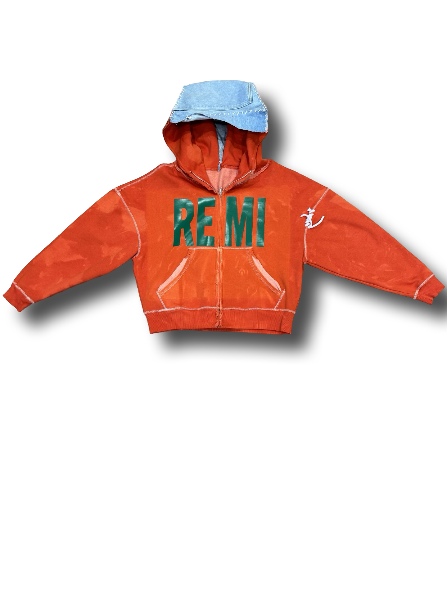Oversized 'REMI' zippered flare hoodie