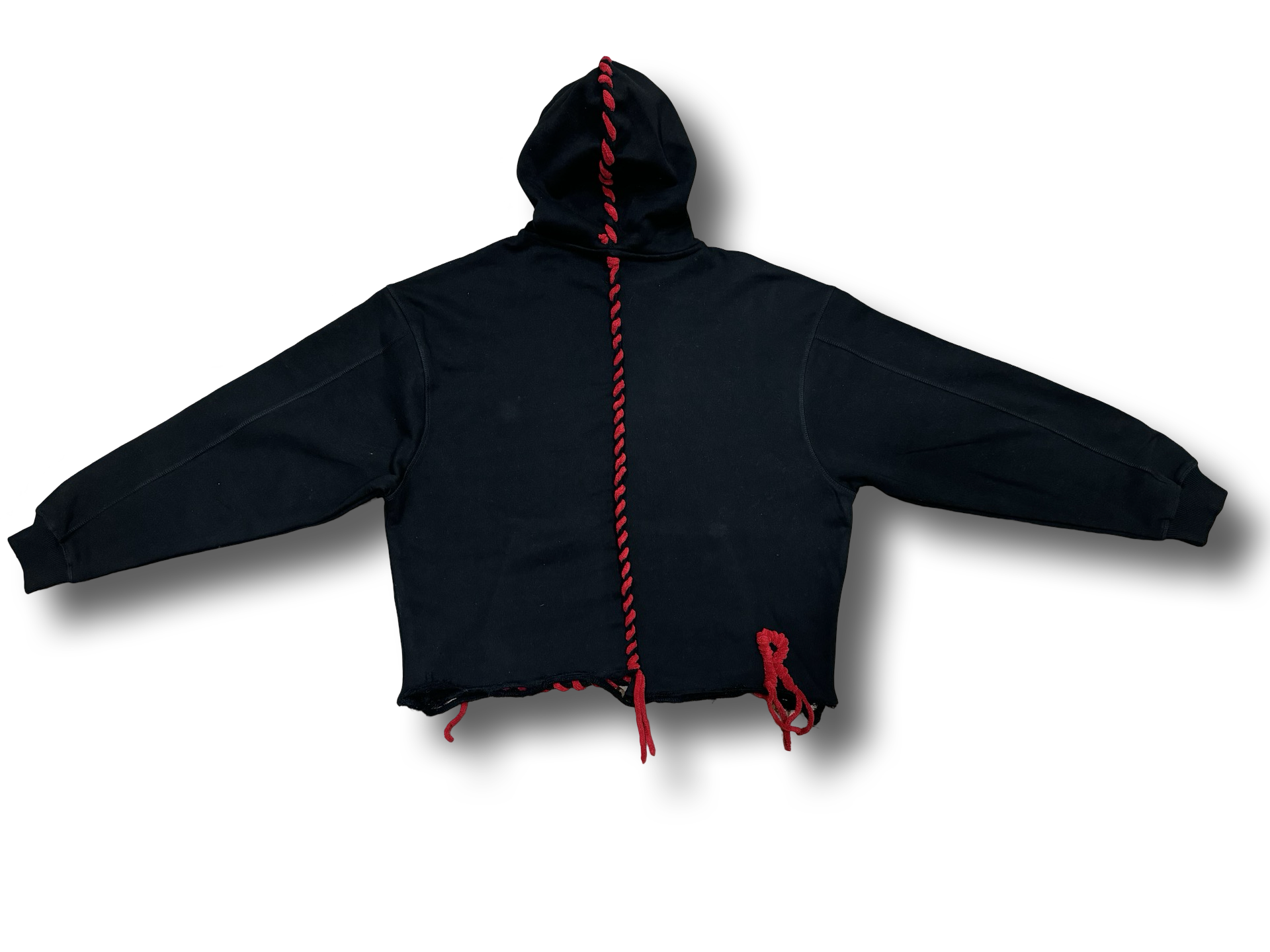 Black Cropped 'God Made Me Do It' Cozy Stitch Hoodie