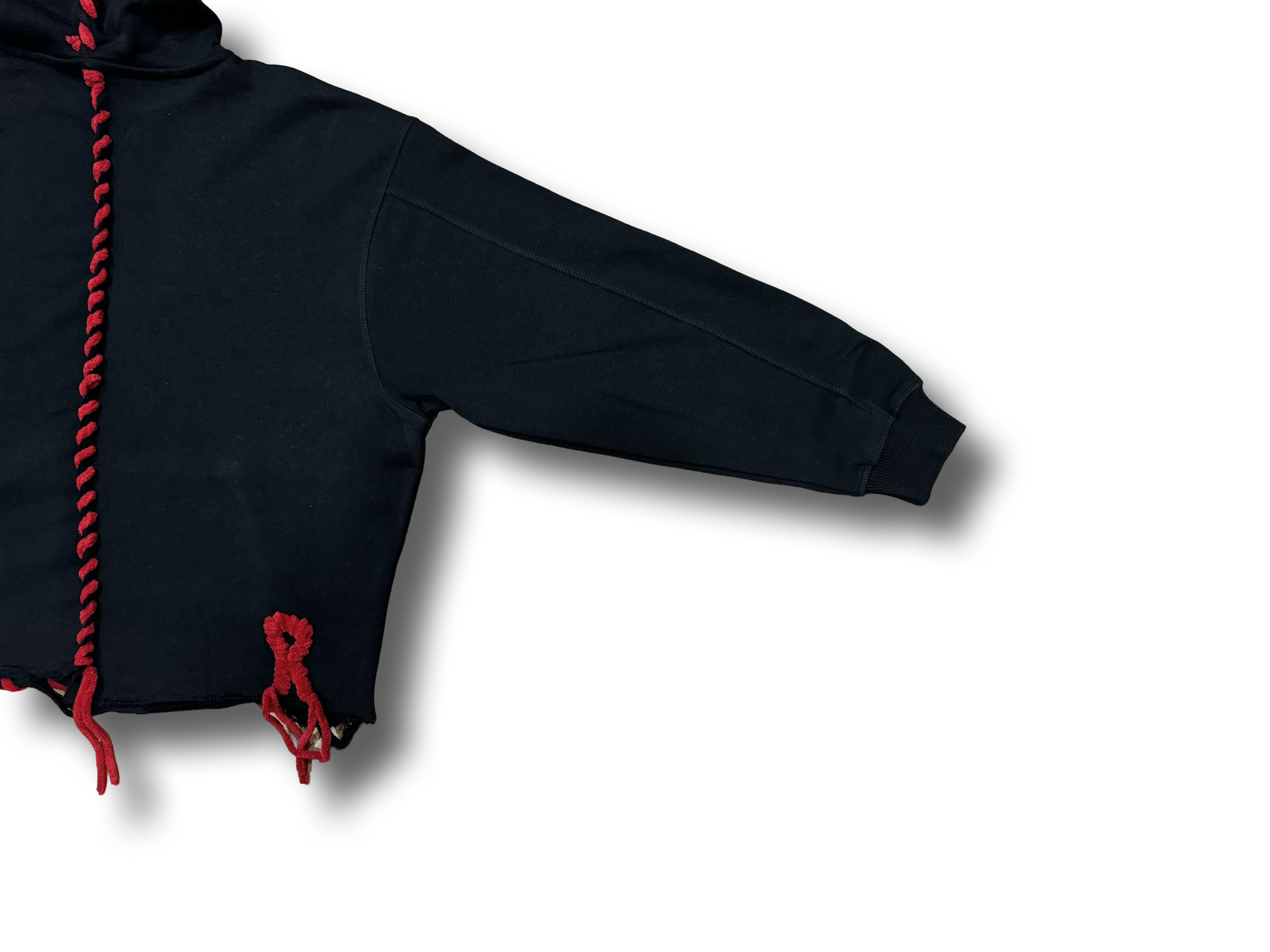 Black Cropped 'God Made Me Do It' Cozy Stitch Hoodie