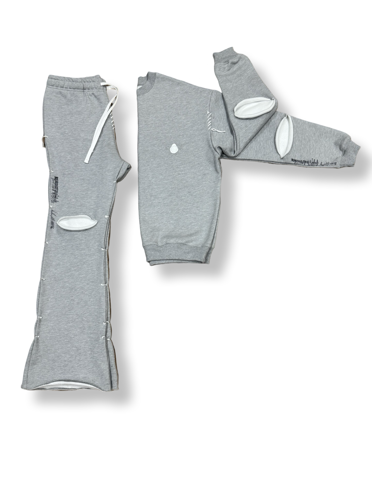 Grey distressed "MAMBA"crew neck.